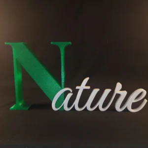 Impression 3D mot Nature bicolore blanc et vert translucide