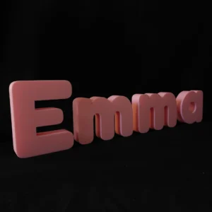Prénom Emma imprimé en matériel biosourcé imprimé en France impression 3D impression en rose impression 3D France