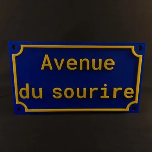 plaque de rue france avenue du sourire, décoration interieure fabrication francaise PLA bisourcé impression 3D