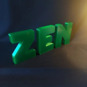 lettres ZEN en 3D vert translucide décoration interieure fabrication francaise PLA bisourcé impression 3D