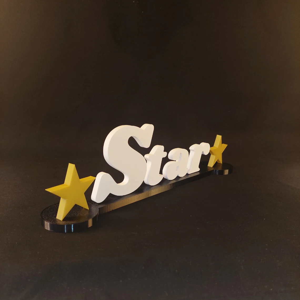 Texte impression 3D Star avec étoile sur socle - fabriqué en France;
